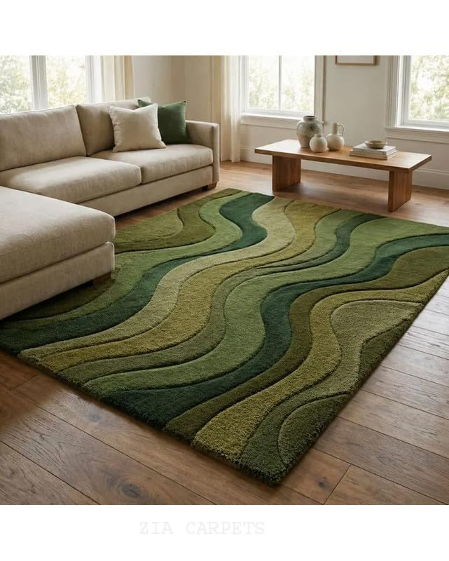 Image of zia carpets Hand Tufted Woollen Modern Collection Bedroom & Living Room Carpet Size 5 X 7 Feet