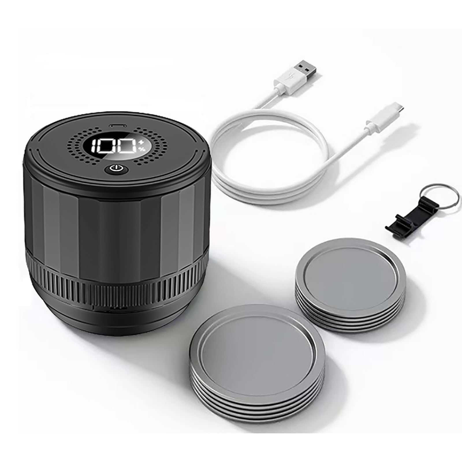 Sellador al vacío eléctrico de tarros de masón, sellador al vacío portátil con Pantalla LED, sellador de tarros de masón Recargable por USB para Boca Ancha y Boca Regular