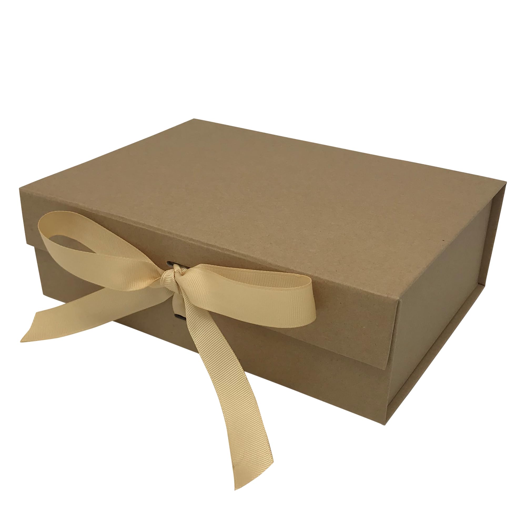 Luxury A5 Gift Boxes, White, L23cm x W17cm x H7cm, Magnetic Closure with Changeable Ribbon, Perfect for Various Occasions (Natural kraft)