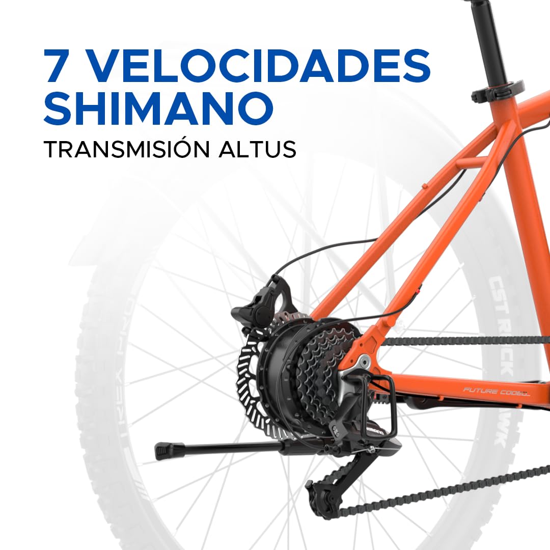 EMotorad T-Rex Pro, Bicicleta Eléctrica Urbana MTB, Display i13 Integrado, Motor 250W 40Nm, Batería Extraíble 36V 13Ah, Shimano Altus 7 Velocidades, Suspensión 100 mm, Frenos Disco, Autonomía 70 km