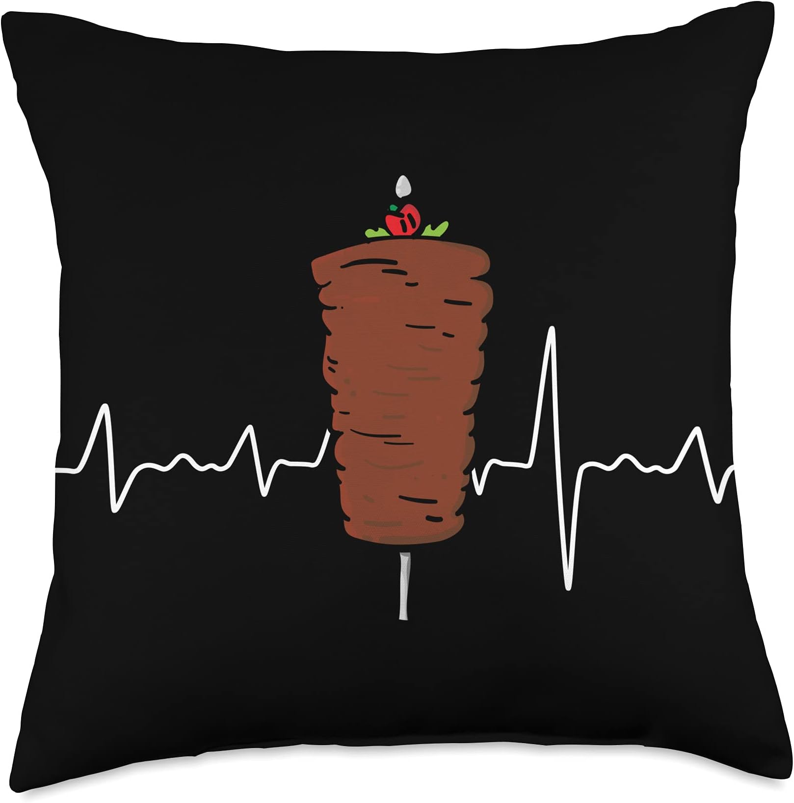 Döner Puls Heartbeat for German Kebab Food Fans Throw Pillow, 18x18, Multicolor