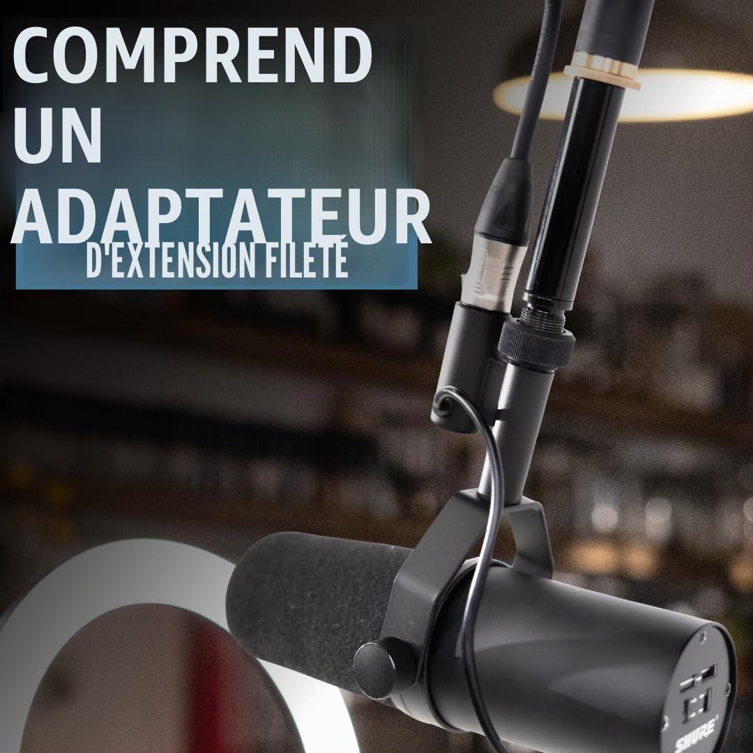 Shure by Gator Broadcast Desk Series ; Support de microphone à bras articulé monté sur bureau Shure ; (SH-BROADCAST1)
