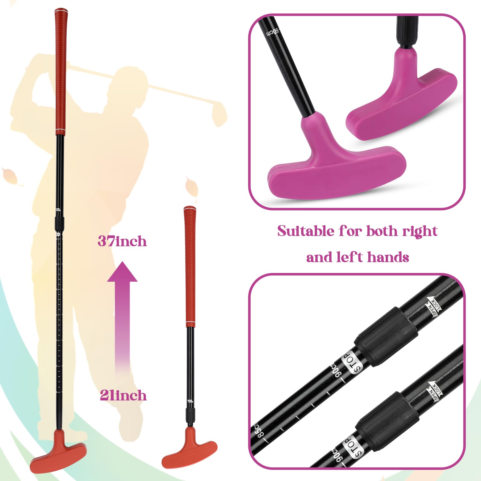 Hiboom 4 Pack Golf Putters for Men and Women Two Way Mini Golf Putter