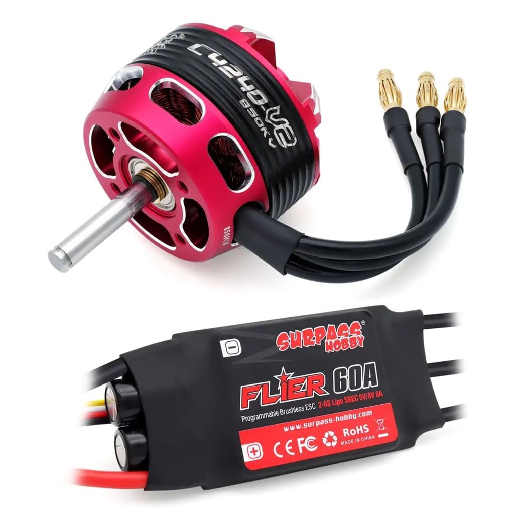 14 biegunów C4240 V2 750KV/850KV bezszczotkowy silnik Flier 60A ESC do modelu samolotu RC Fixed-Wing Aircraft Glider (czarno-czerwony 850KV + Flier 60A)