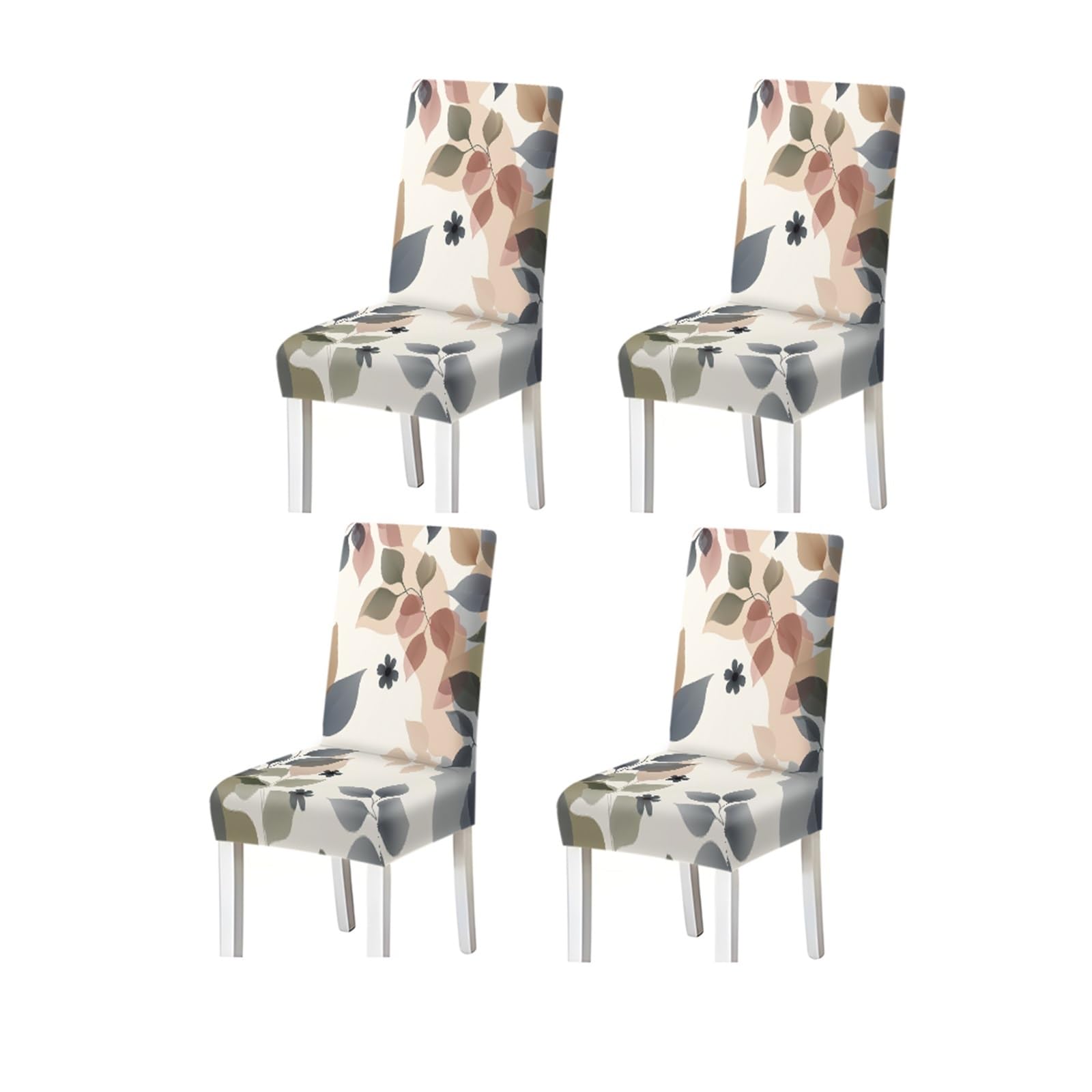 KXUAUV White Multicolor Abstract Leaf Print Dining Chair Covers, Stretch Slipcovers For Home Kitchen Dining Room Party, 2/4/6PCS Seat Protectors for Restaurant Hotel Party(4PCSChair cover)