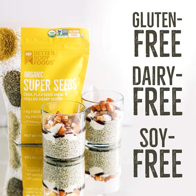 BetterBody Foods Superfood Organic Super Seeds are a convenient way to add a nutritional punch to your diet. Whether you are looking to increase your intake of omega-3s, fiber, or protein, this super seed blend is a great option. With its organic and pure ingredients, you can trust that you are nourishing your body with only the best quality super seeds. Description by ChatGPT.