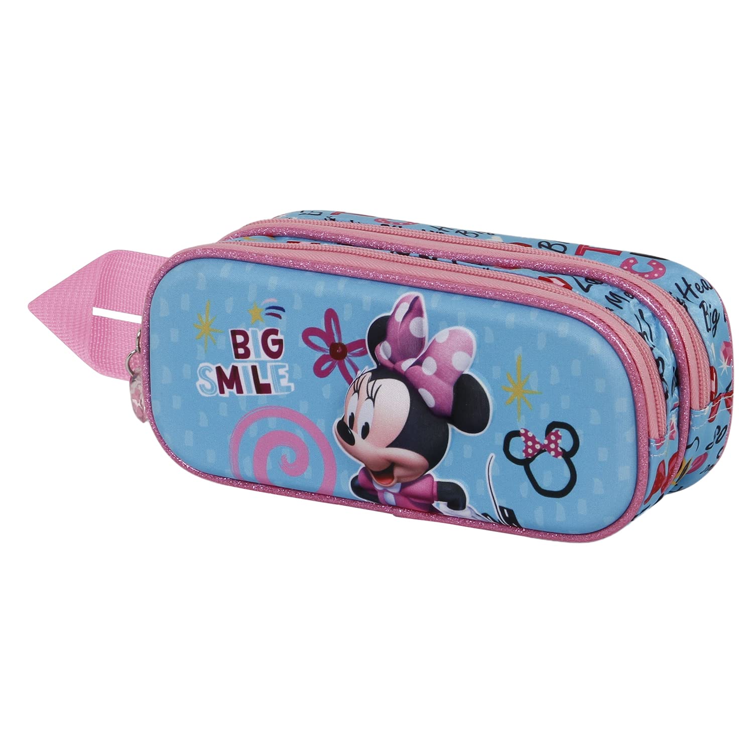 Disney Minnie Mouse Big Smile-3D Double Pencil Case, Blue, 22 x 9.5 cm