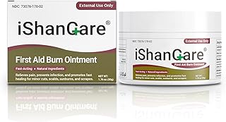 ishancare Burn Ointment with Camellia Oil, Fast-Acting Natural Relief for Burns, Sunburns, Cuts & Scrapes, Ensitive Skin Safe, 1.76oz