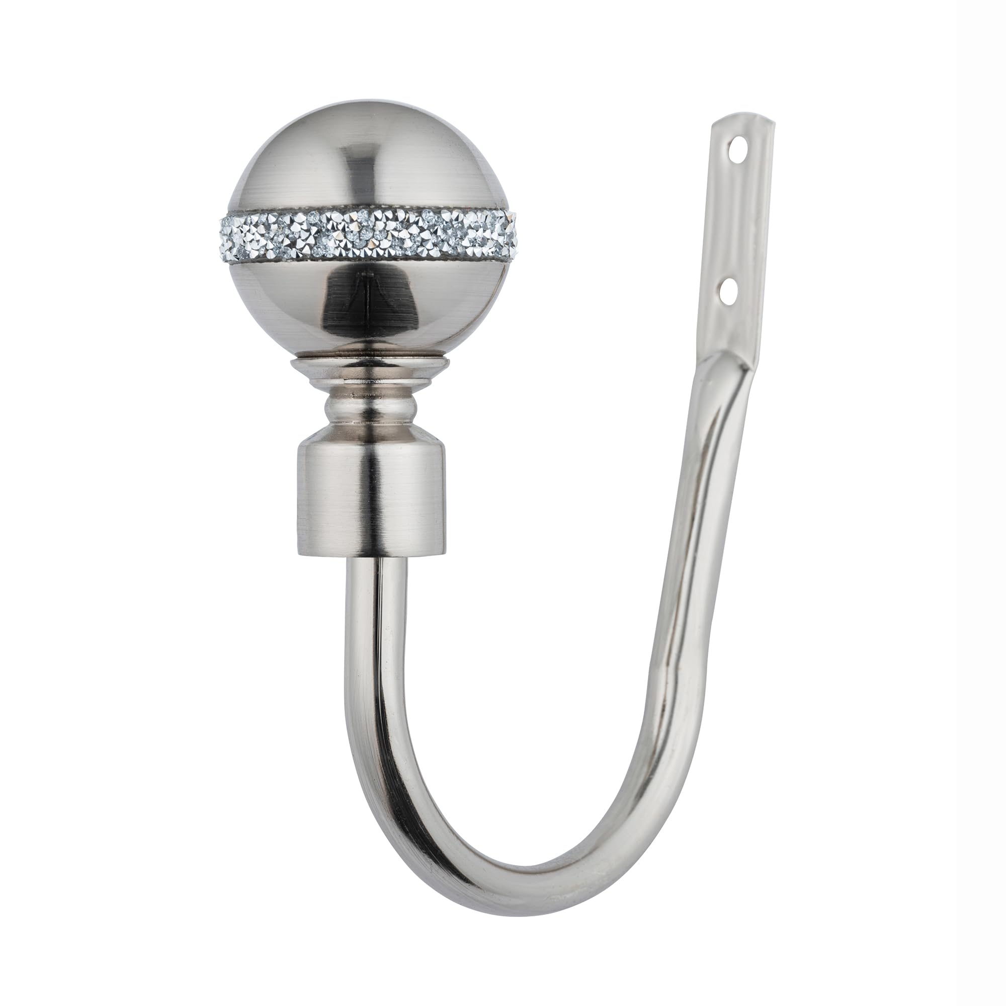 A.Unique Home Pair of Diamante Ball Metal Holdbacks with Fittings, In a Variety of Colours. (Brushed Steel, Holdbacks)