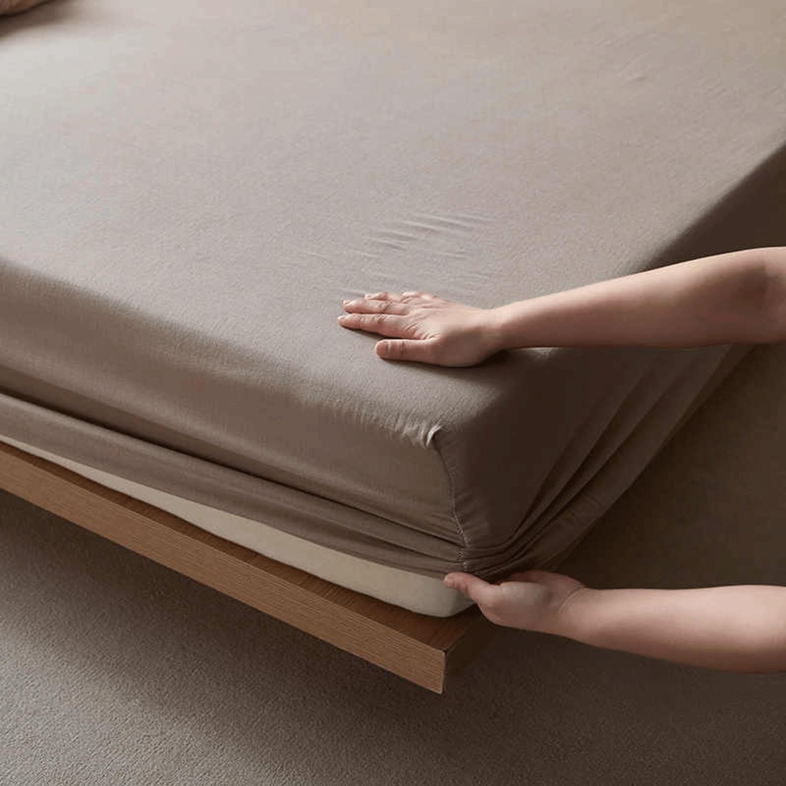Prześcieradło z gumką do łóżka kontynentalnego, łóżko wodne, 120/150/180 x 200 cm, luksusowe prześcieradło z gumką, podwójna gaza z bawełny, 7 kolorów (brązowe, 150 x 200 + 30 cm)