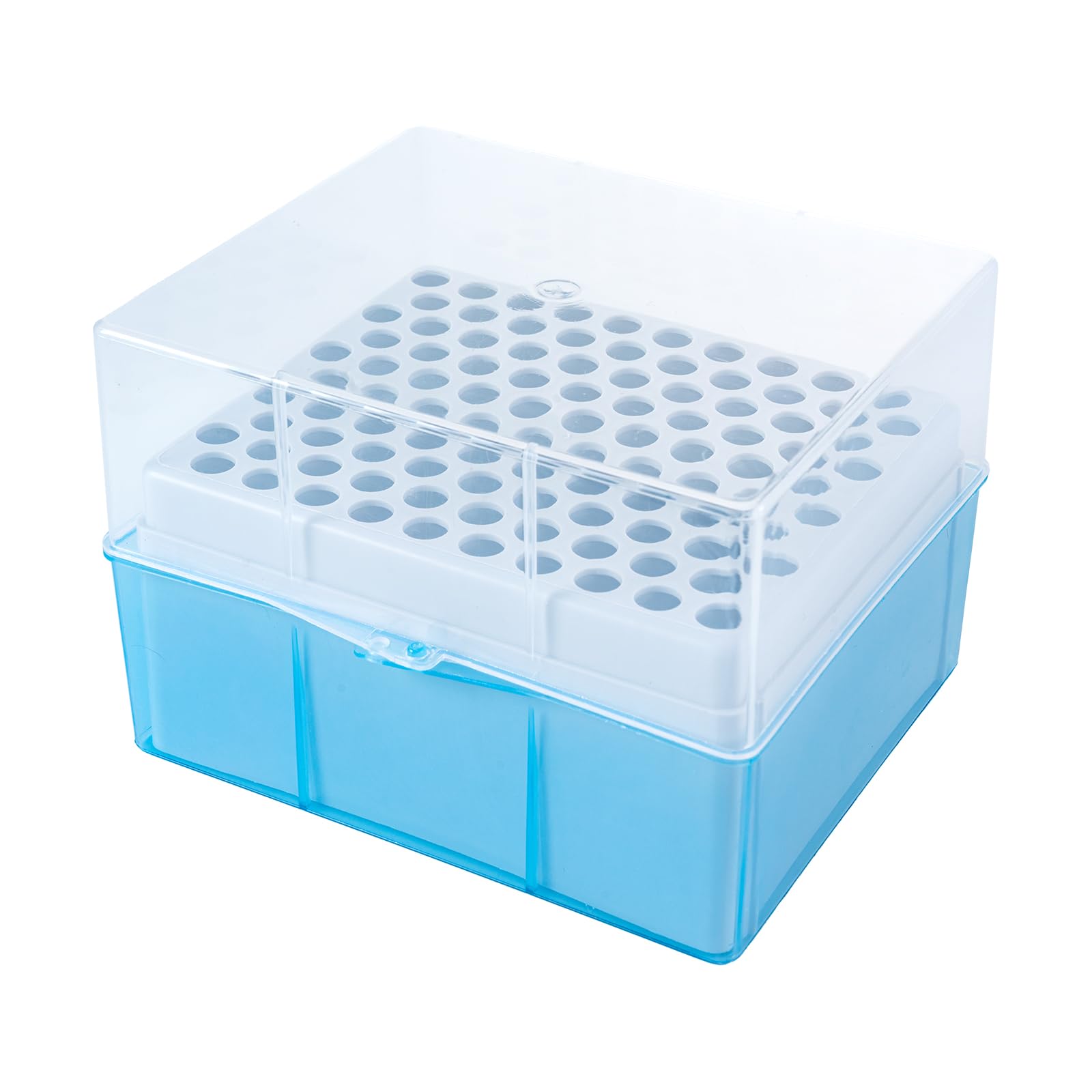 Biologix Pipettenspitzenhalter, leere Halterung, nicht steriler Typ, für 1000 μl Pipettenspitzen, PP, blau, glatte Öffnung und Schließung, 96 Bohrungen pro Halterung, 60 Halterungen pro Karton