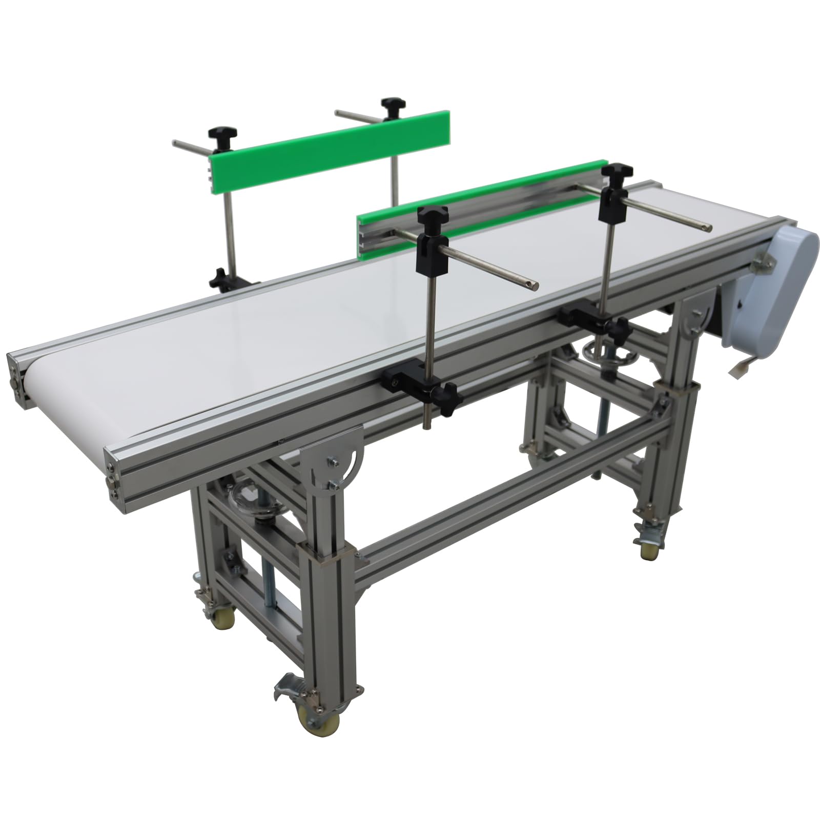 WYDDDARY PVC Flat Belt Conveyor Aluminum Conveyor Machine 70.9x11.8inch Industrial Transport Conveyor 110V 120W Adjustable Speed Double Guardrail Electric Conveyor White