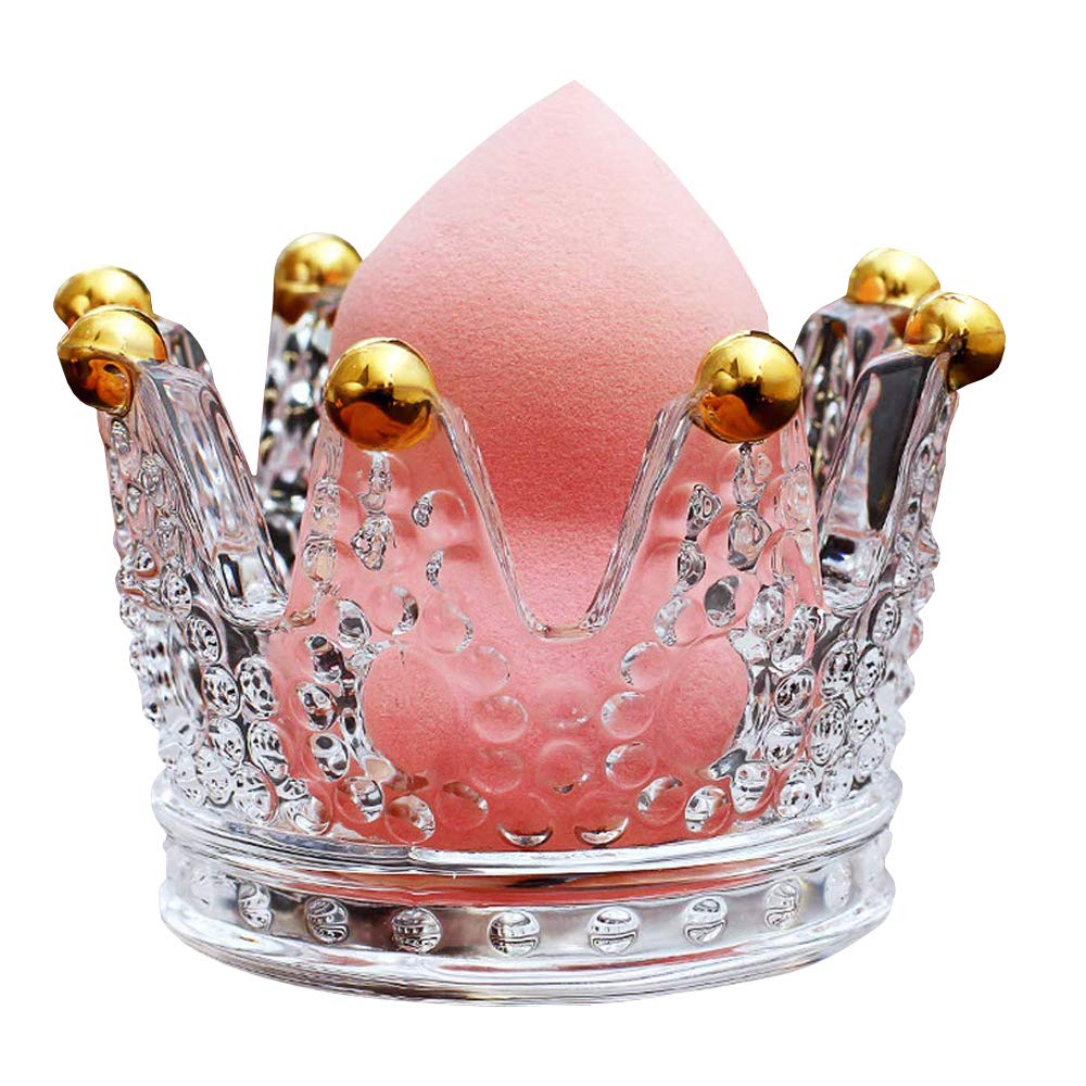 AIYoo Clear Glass Puff Beauty Egg Storage Rack,Makeup Sponge Makeup Egg Rack Desktop Storage Tray Sponge Drying Stand Holder Powder Storage Rack,Beauty Sponge Blender Holder