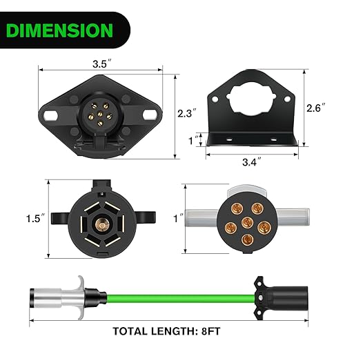 Vista 23 de Nilight Doble salida lateral del vehículo 7 vías RV Blade y 4Way Flat cableado arnés Multi remolque 4Pin a 7Pin adaptador eléctrico para vehículos