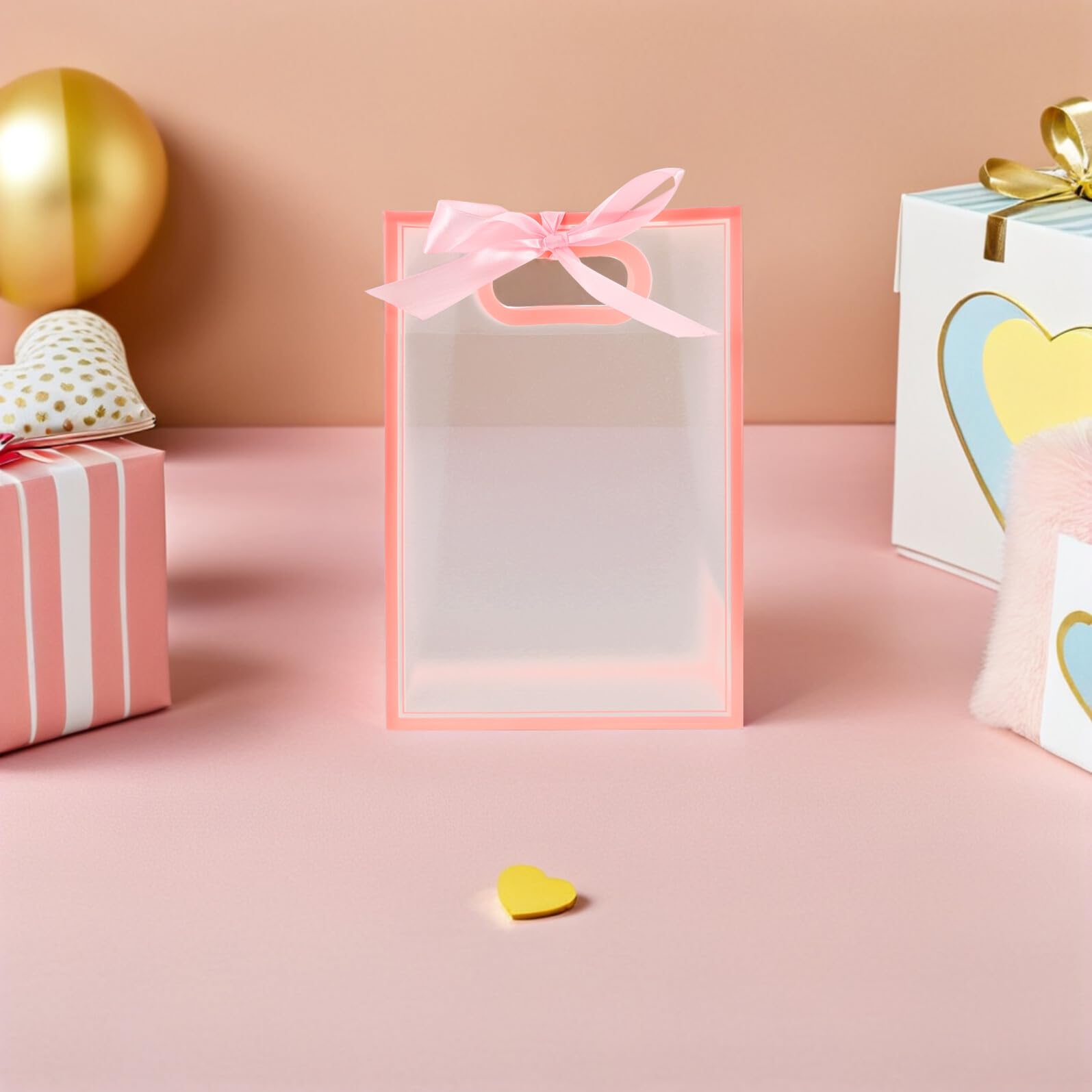 Bolsas de Obsequio Transparentes Rosas Plegables 15piezas Poliéster