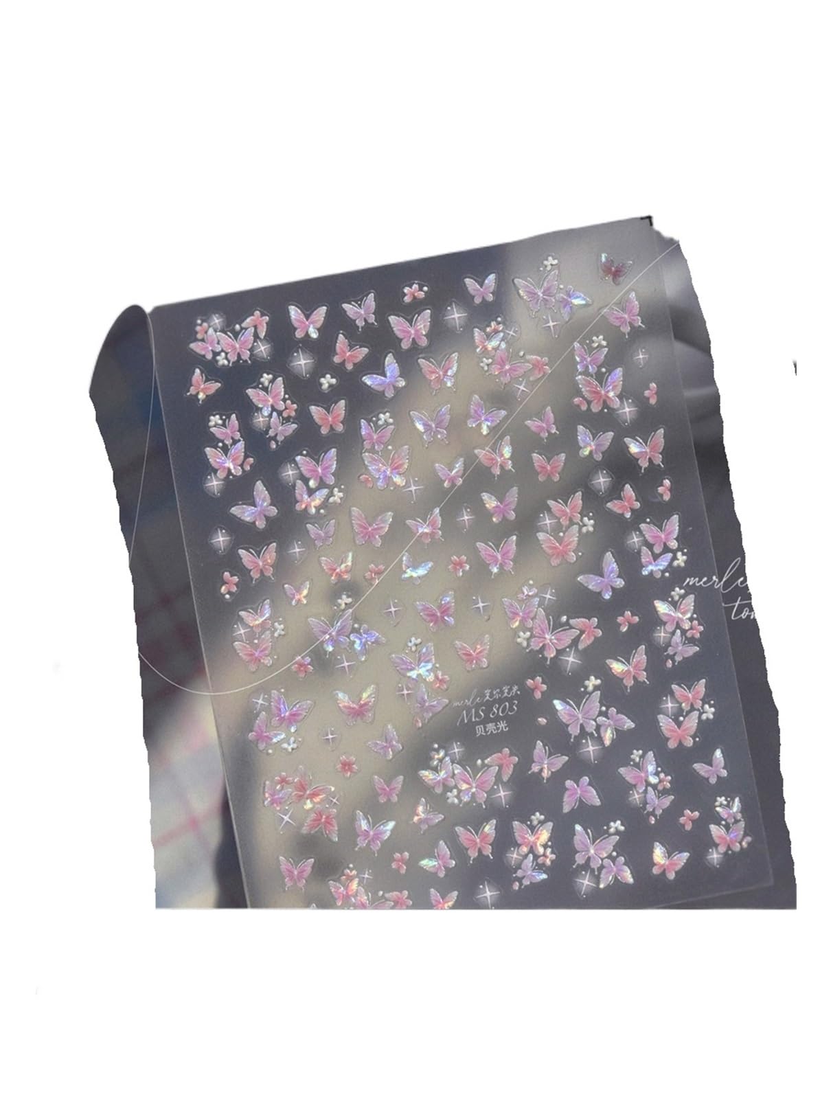 Butterfly Nail Charm Stickers 5D Shell Light Cute Stars Sliders for DIY Manicure Nails Art Decorations Decals(Color1)
