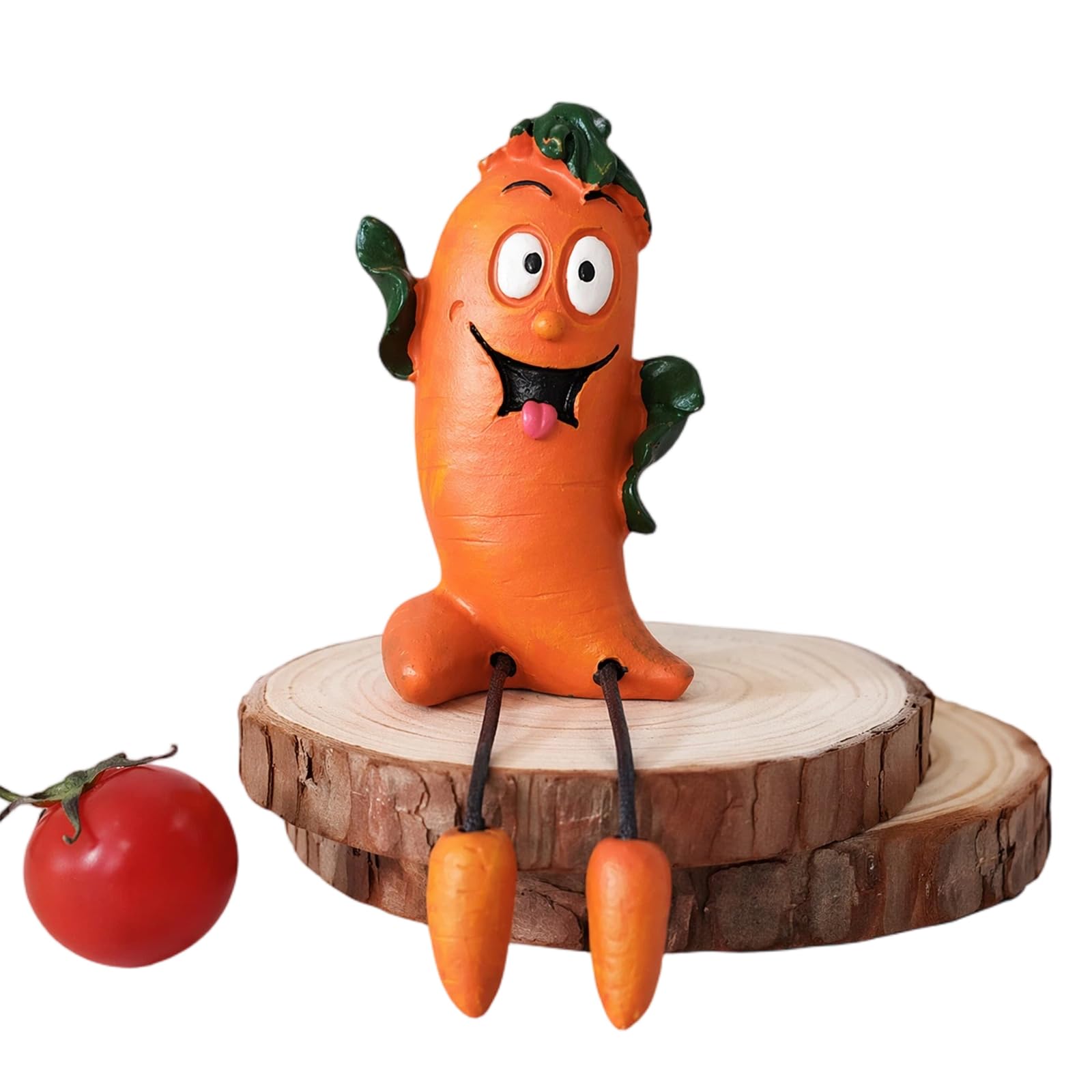 Fruit Resin Shelf Sitter Figurines with Flexible Dangling Legs, Fruit Character Desktop Ornaments for Home Office Desk, Whimsical Hanging Edge Statues for Bookshelf Windowsill Tabletop Indoor Decor