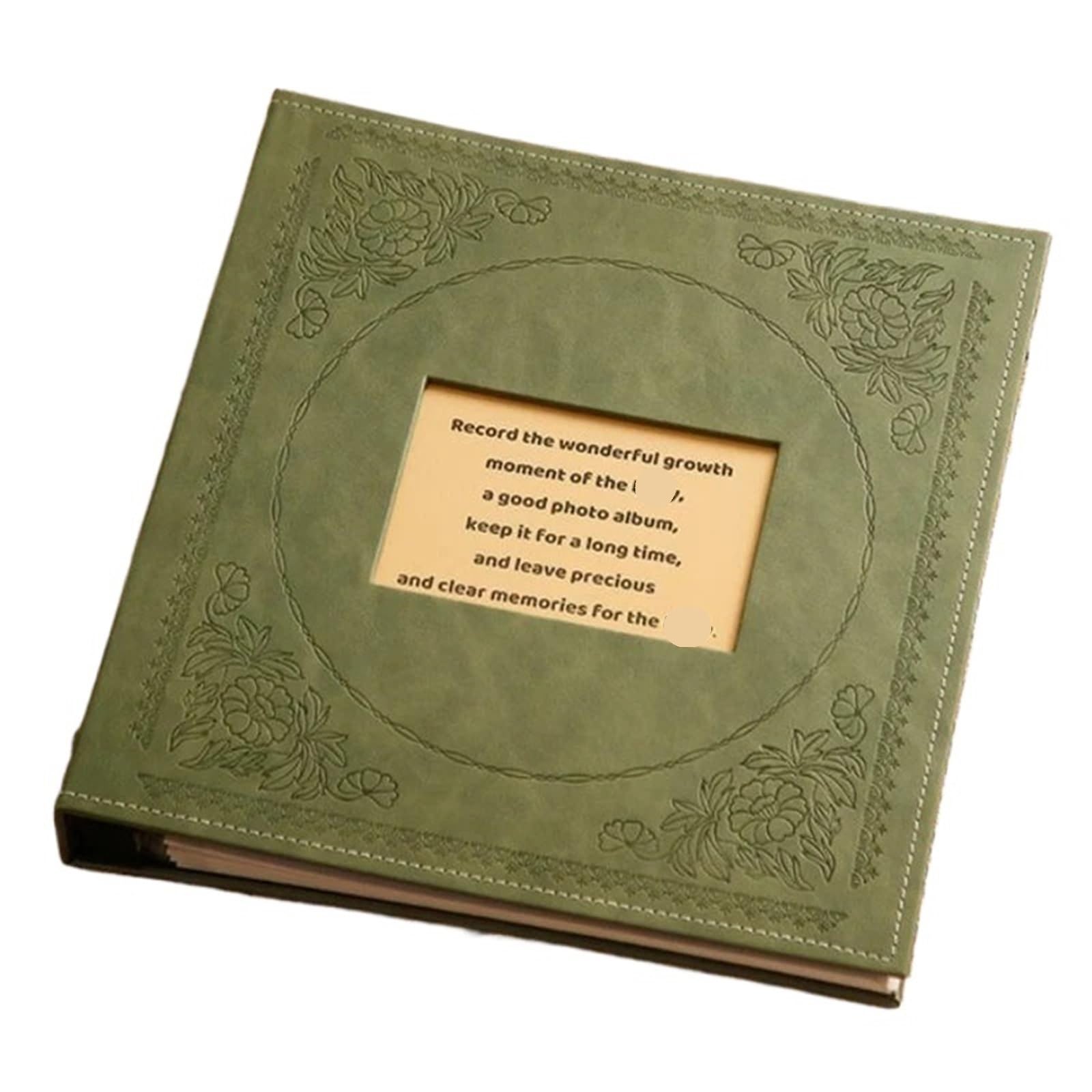Album De Fotos 1000 bolsillos for fotos álbum de 5 pulgadas estuche libro intersticiales fundas cuero con memoria for niños familiar boda(Green)