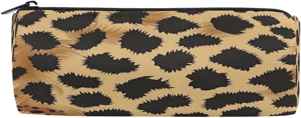 OTVEE Leopard Print Multi-Purpose Round Storage Bag – Stylish 3D Barrel Shape, Fits Pens, Markers, Cables & Small Accessories