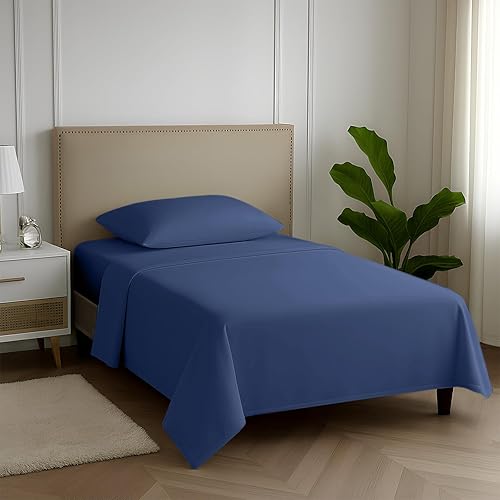 Carressa Linen Sábanas 100% de algodón egipcio, juego de sábanas de 600 hilos de 3 piezas, tamaño individual, suave, refrescante, tejido de satén de