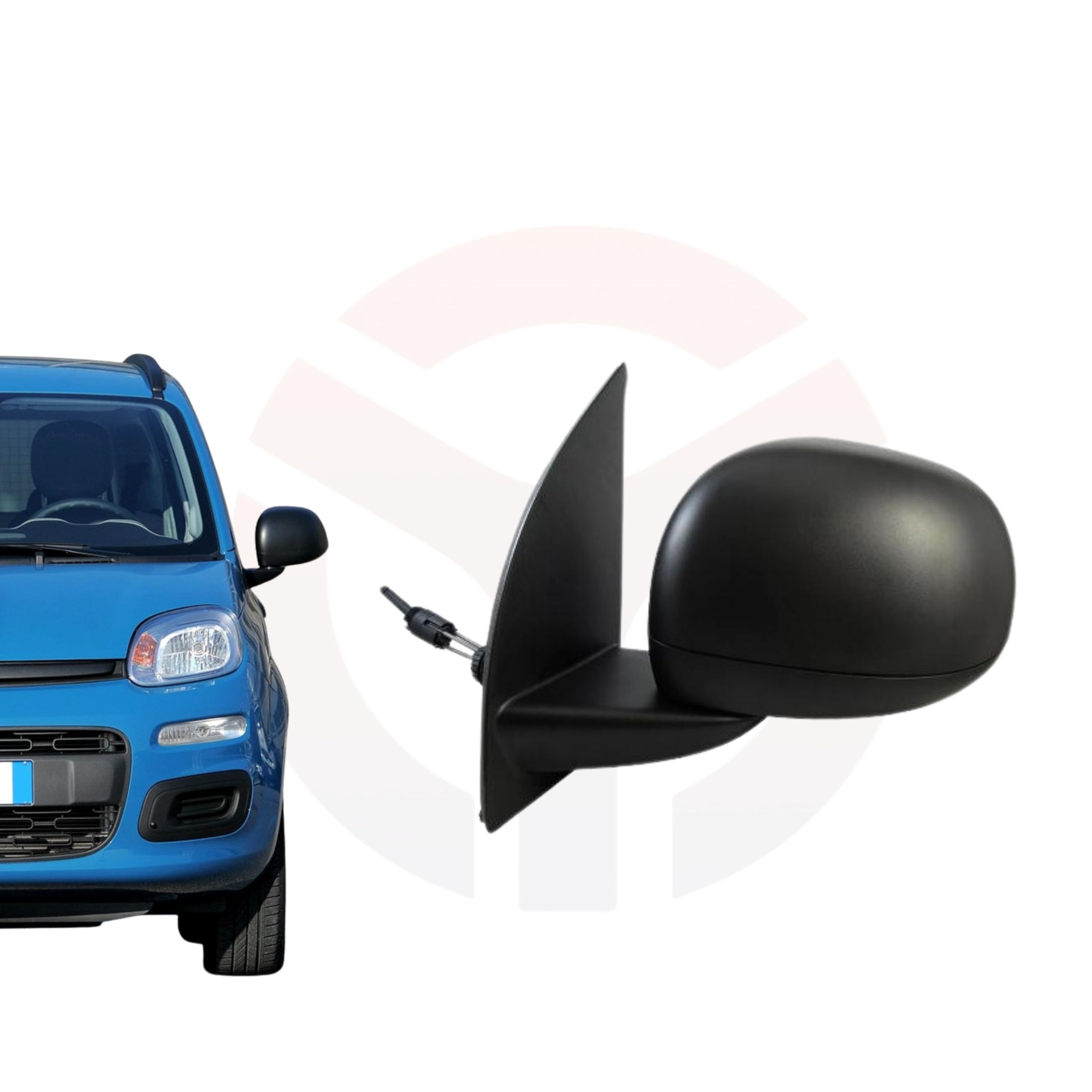 Specchio Retrovisore meccanico Nero Compatibile con Fiat Panda (319) dal 2012 in poi (guarda foto dell'auto) (Sinistro)