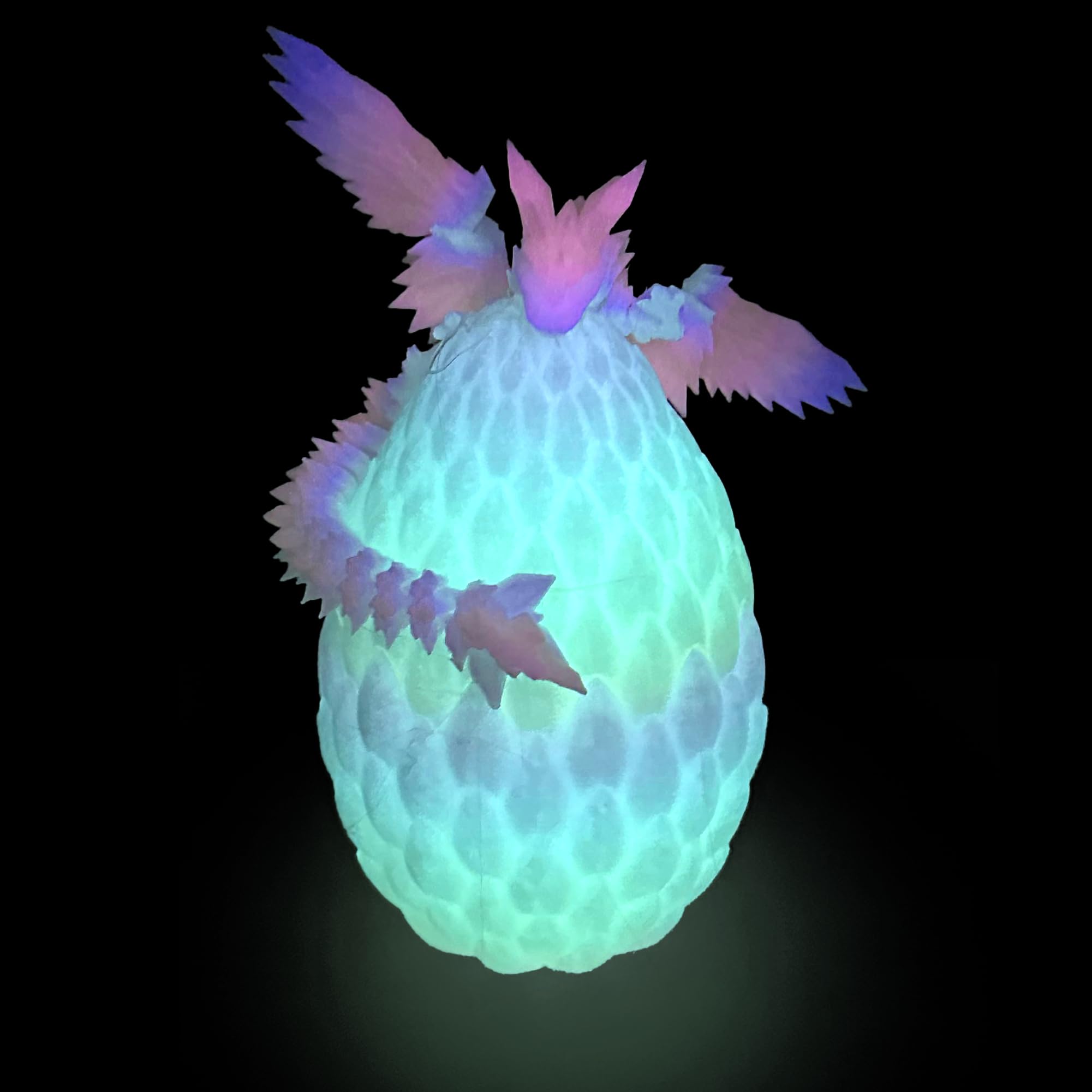 Flavery 3D Printed Flying Dragon In Egg - Glow Rainbow - Surprise Egg with Flexible Winged Dragon Mystery Beauty Fidget Toy Birthday Gift Desk Figure Decoration