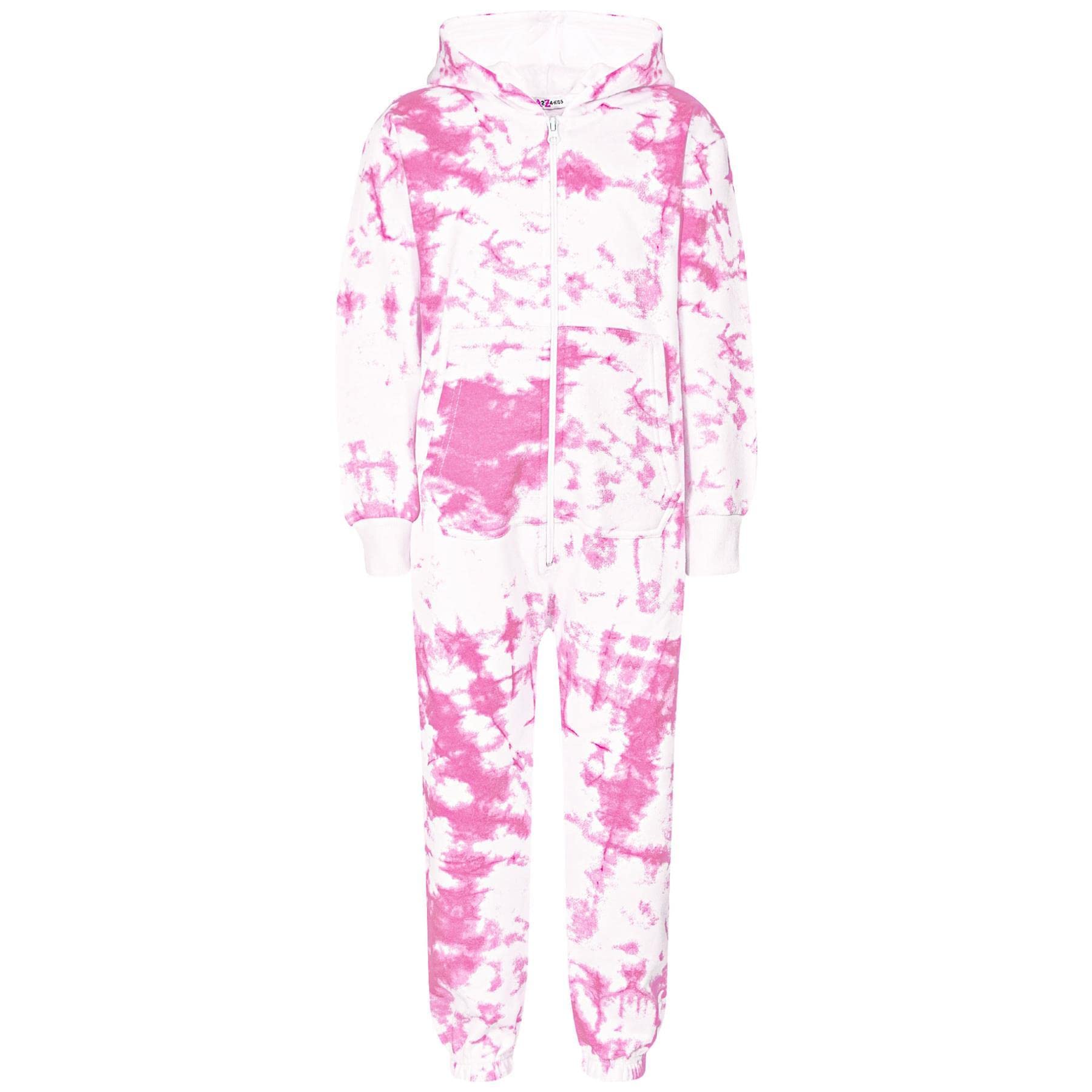 A2z 4 Kids Girls Tie Dye Pink Plain Boys Camouflage Onesie One Piece Super Soft - Fleece Onesie 250 Pink 9-10