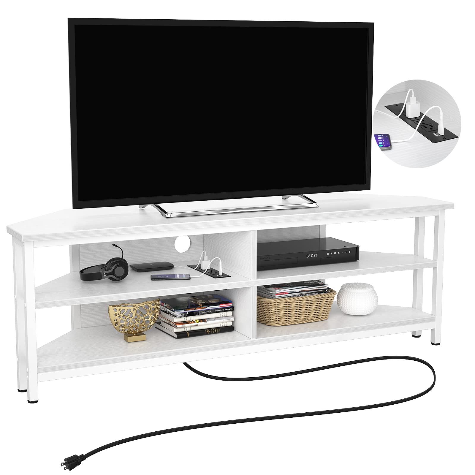 Buy Unikito Corner TV Stand Builtin Power Outlet, Corner Entertainment
