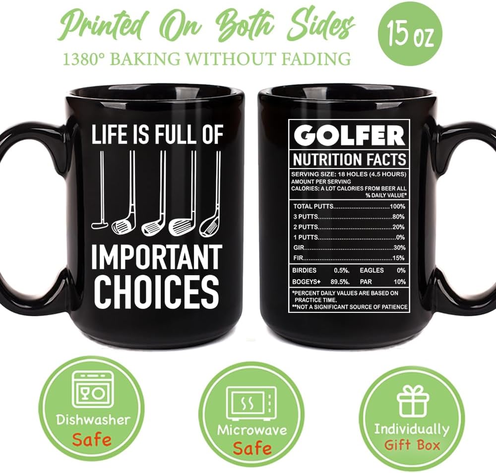 Golf Gifts for Men Grandpa Uncle Golfer Boss Dad Husband BF - 15 Oz Life Full Of Important Choices Mug Golf Accessories Golfing Gifts for Christmas Birthday Valentines Day Fathers Day - Image 3