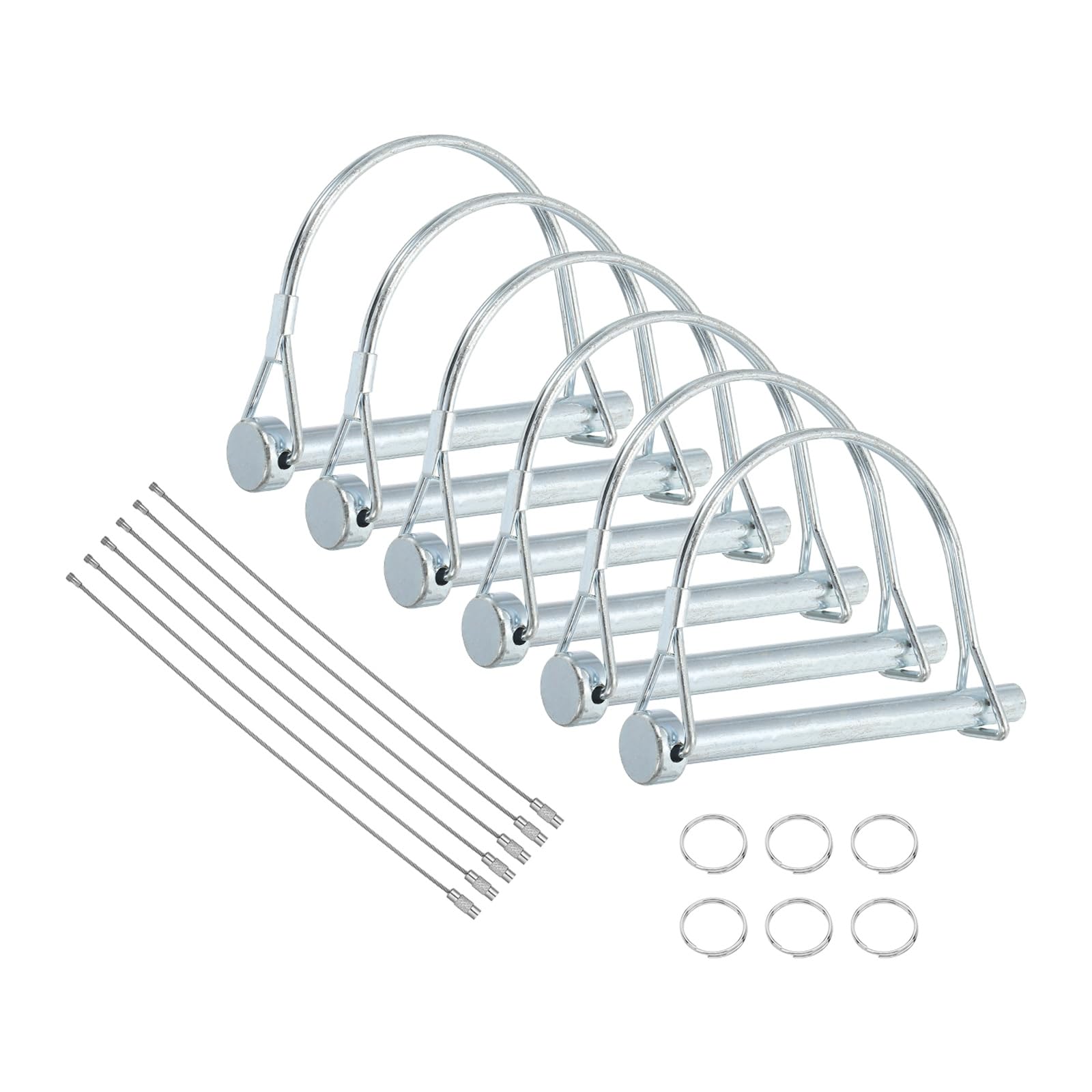 sourcing map 6Pcs Trailer Coupler Pin, 5/16" x 4-3/16" Trailer Hitch Locking Pin with Steel Quick Release Ring, Wire Shaft Locking Accessories for Farm Lawn Garden Wagons Towing