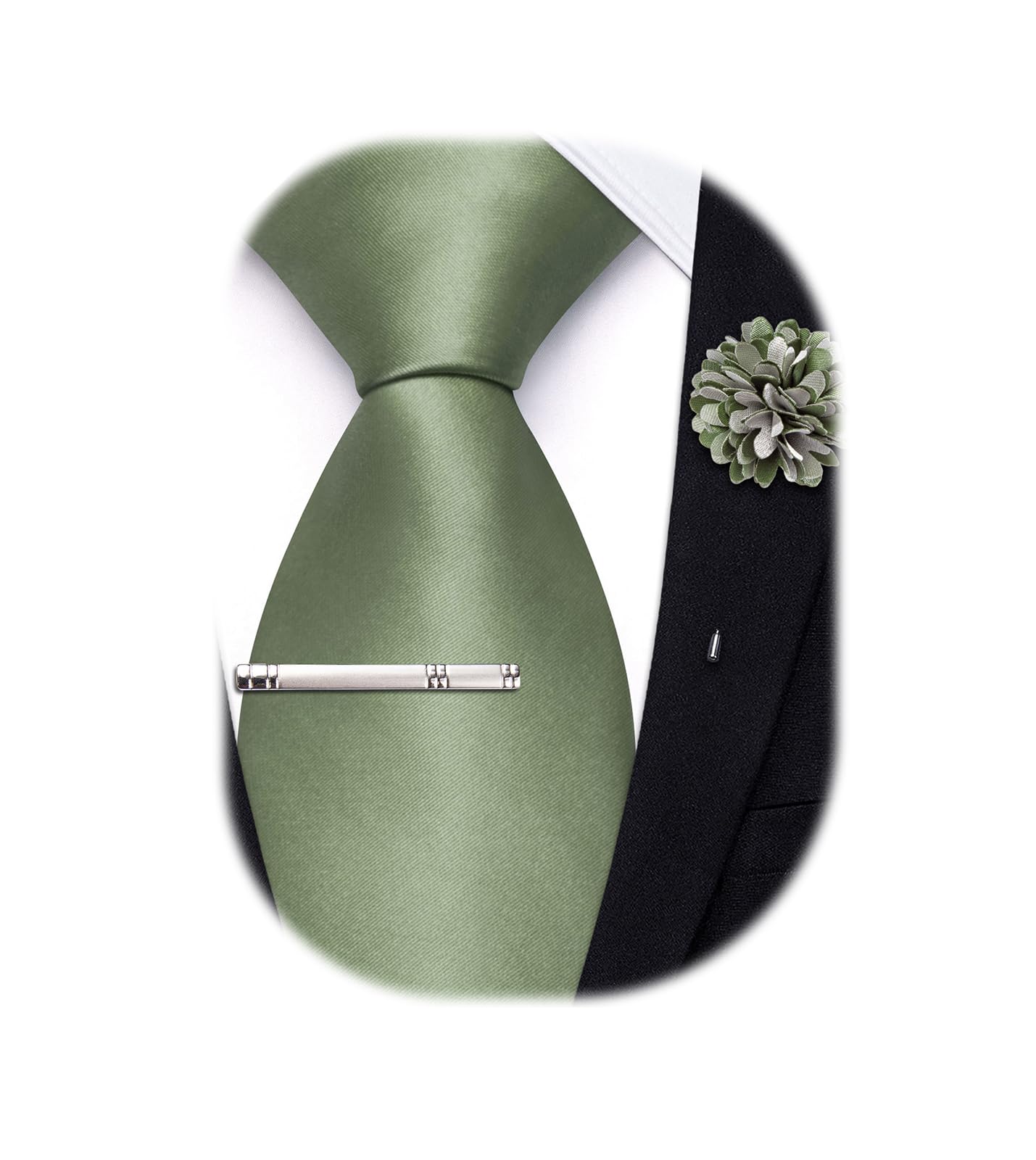 Hi-Tie Pretied Boys Ties Solid Color Kids Adjustable Necktie Lapel Pin Clip Set Age 8-12 Wedding School Graduation
