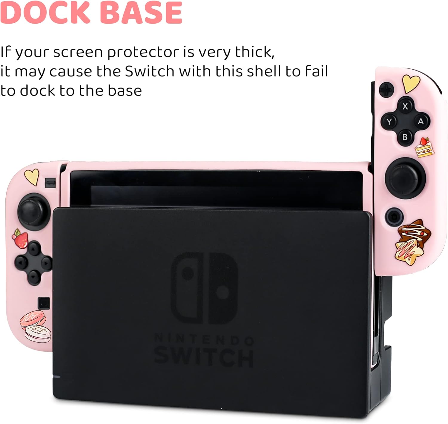 Cute Case for Nintendo Switch, FANPL Soft TPU Protective Cover Compatible with Switch Console and Joy Con Controller, Pink Dockable Shell, Kawaii Switch Skin Accessories - Dessert Cat & Dog Pattern : Video Games