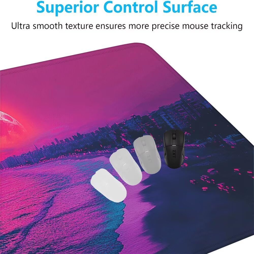 Viola Tappetino Mouse XXL 1000x500x3mm, Gaming Tappetino Mouse Tramonto Mousepad con Base in Impermeabile Gomma Antiscivolo per Tastiera Computer Ufficio Idea Regalo Festa del Papà e Compleanno X-988