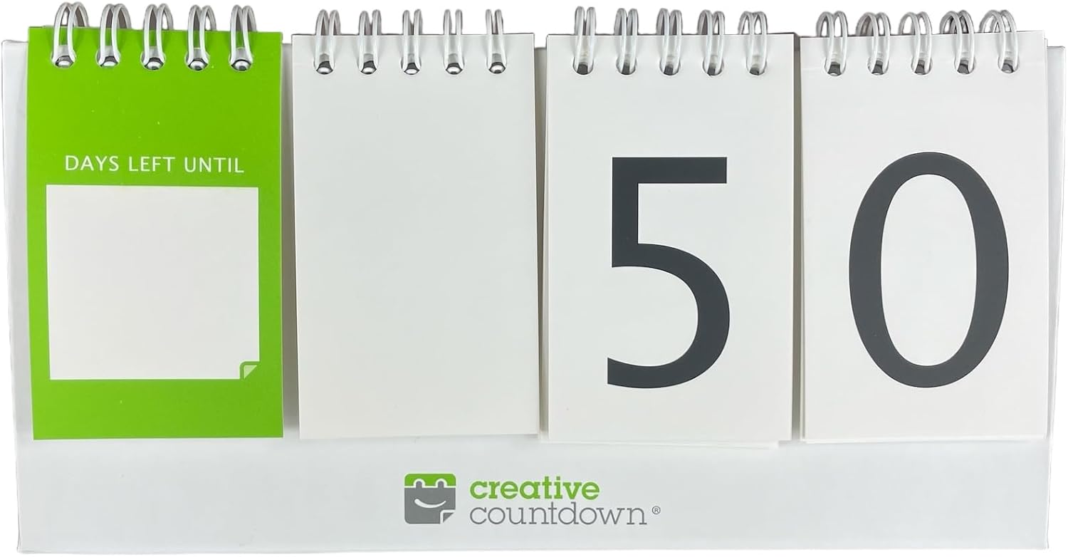 Perpetual Countdown Calendar, Days Left Tracker for Holidays, Birthdays, Anniversaries, Vacation, Goals - fully reversible - perpetual daily calendar on back side of the countdown calendar.