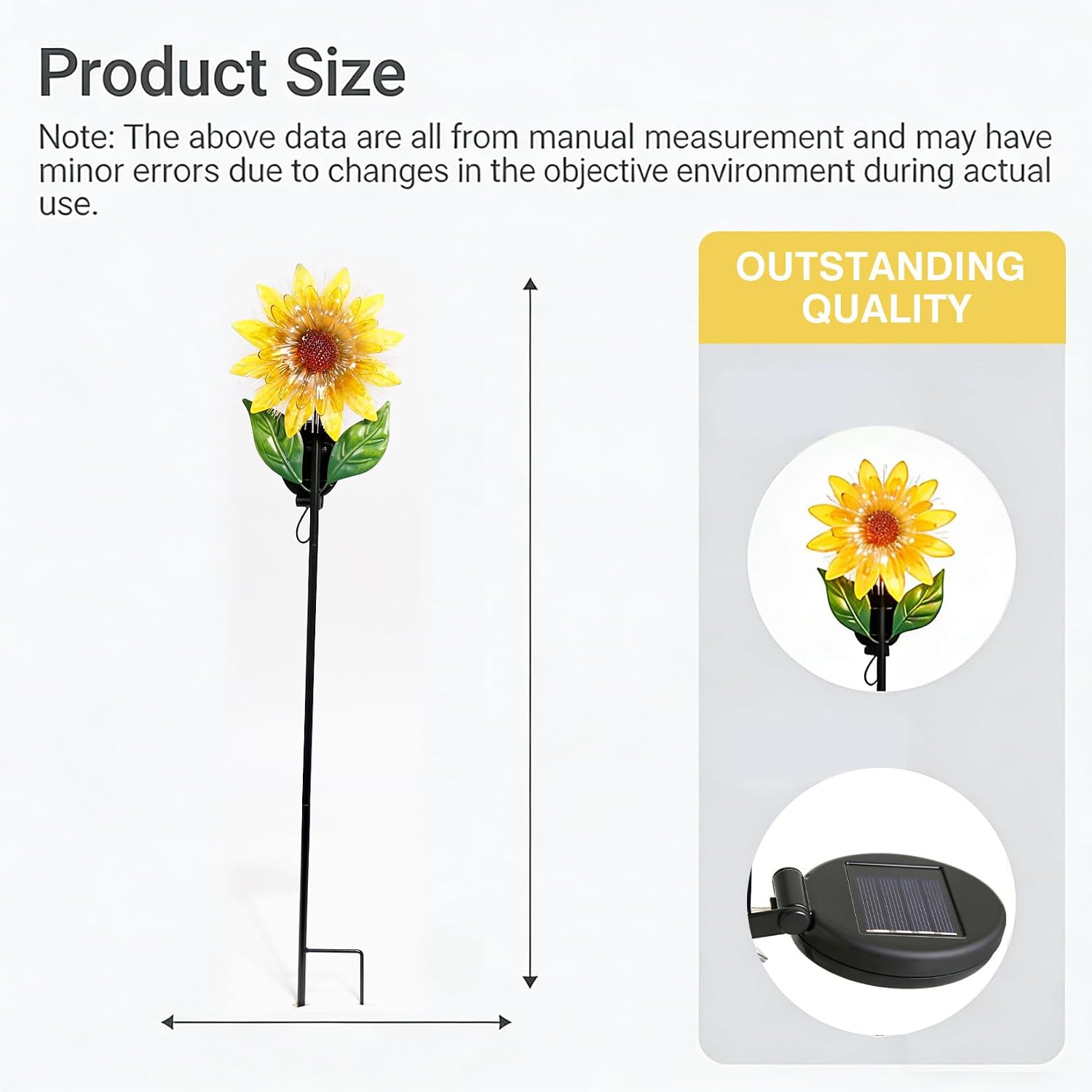 esgarden LEDs Solar Stake Lights for Garden Sunflower Garden Gifts Metal Warm White Stakes Lights for Lawn Ornaments, Yard Art, Pathway, Patio Decorations Gift for Mom Dad Grandma