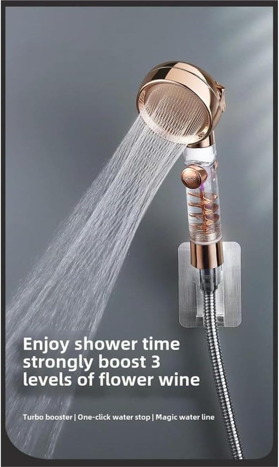 Cabezal de Ducha con Ahorro de Agua de Alta presión de 3 Modos 1 Pieza(Silver)