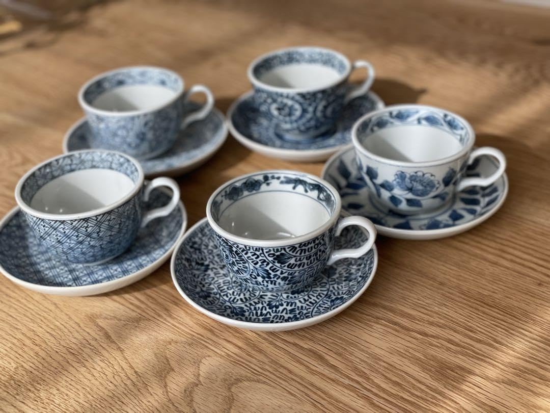 Amazon | 染付大島 有田焼 カップ＆ソーサー5脚セット 箱入り | ノー