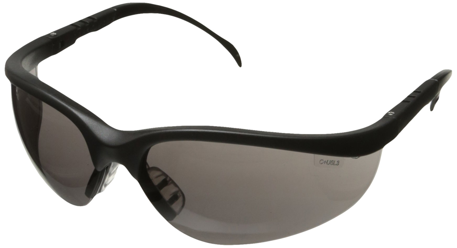 Crews Glasses 135-KD112 Klondike Safety Glass with Black Frame, Gray Lens