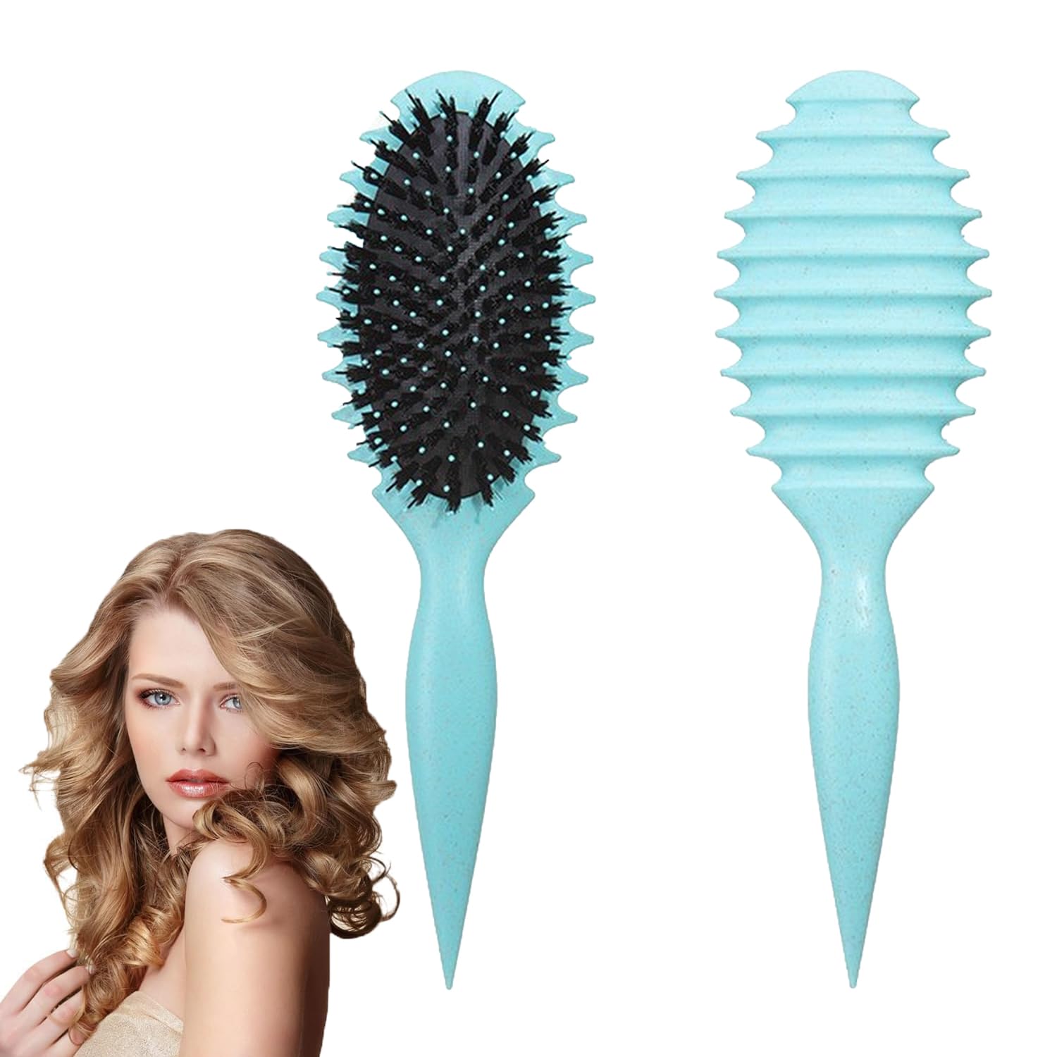Aicerous®2024 Nuovo Peine Pelo Rizado, Cepillo Pelo Rizado, Cepillo Curly Rizos Hair Defining Brush Cepillo Pelo Rizado Define Styling Brush Peine Pelo Rizado (Verde)