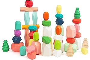 48 Piece Wooden Building Rock Set: An Engaging STEM Adventure for Preschoolers