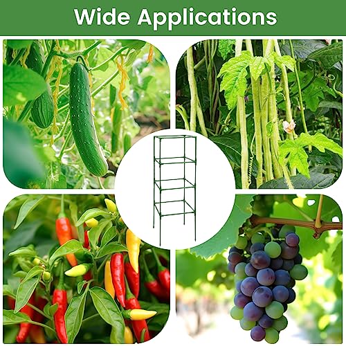 MQ 3 Packs Tomato Cages for Garden,41.5 * 15 * 15in Plant Cages Tomato Cages Vegetable Support Trellis,for Vertical Climbing Vegetables Flowers Fruits with a Roll of 20 Meter Cable Tie.