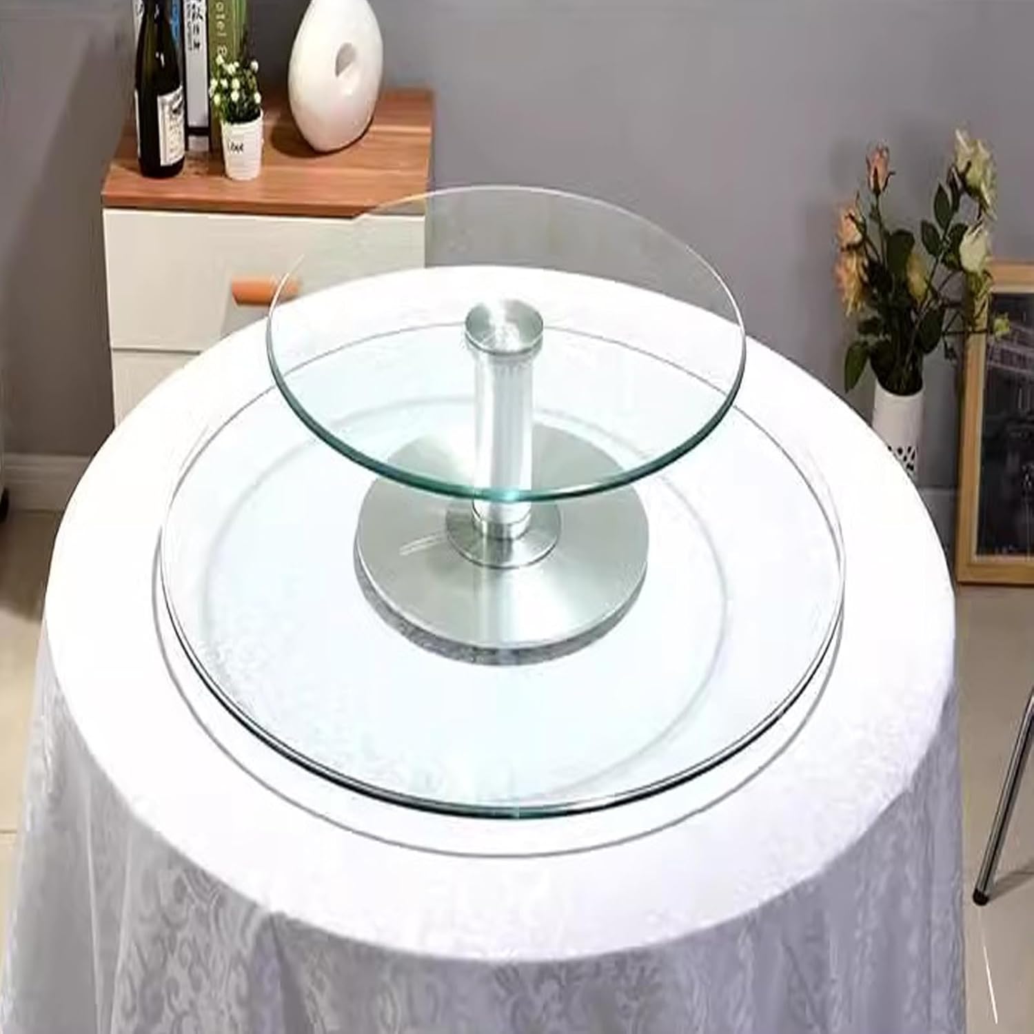 Round Glass Table Top 8mm Thick Tempered with Rounded Edge, Clear Tempered Glass Table Top, Clear Tempered Top Patio Table Replacement with 6 Anti Slip Pads for Table (Size : 65CM(26INCH))