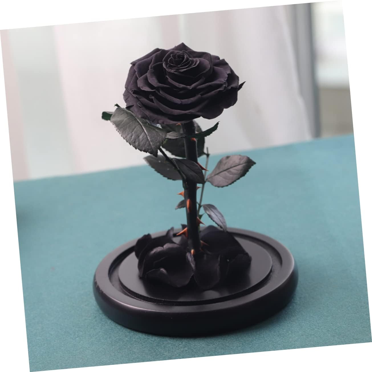 IMIKEYA Glass Dome Lifelike Rose Flowers Beautiful Home Decor for Birthday Valentines Day