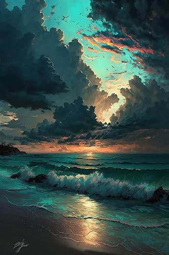 Miniatura 10 de RMSGOZO Kit de pintura de diamantes de mar azul, paisaje natural, círculo completo, piedras preciosas de cristal, para adultos principiantes, para