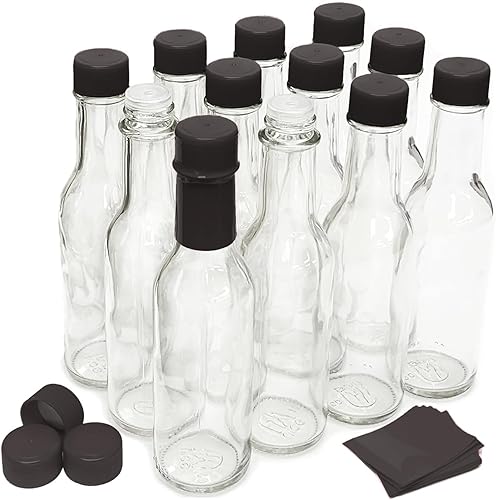 Botellas de salsa caliente con bandas retráctiles, 5 onzas, Estuche de 12