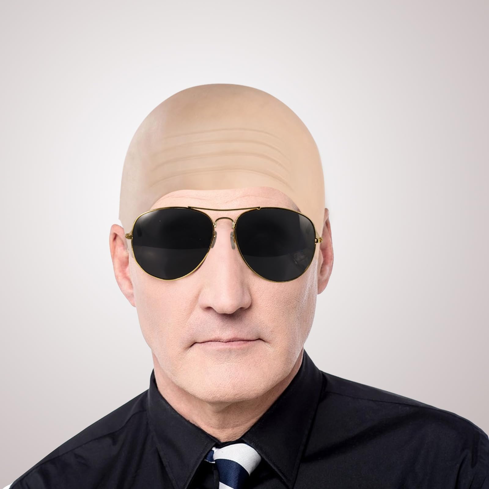 LFBEST Bald Cap With Wig Cap and Sunglasses, Halloween Bald Caps Latex for men women Bald Skin Thick Latex Head Caps - Image 4