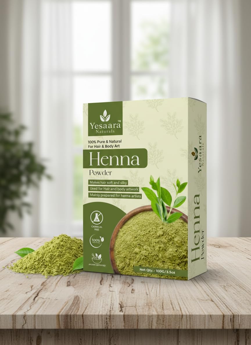 Yesaara Naturals 100% Pure Henna Powder for Hair and Body Art, Natural Hair Color and Conditioner, Chemical-Free, Triple-Sifted, 100g-picture-47