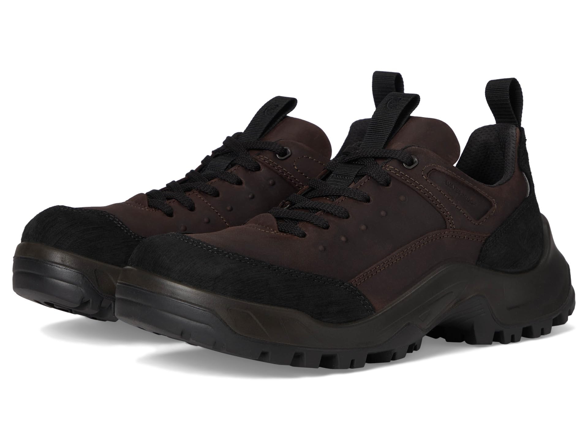 ECCO Men's Offroad Waterproof Lace Up Hiking Shoe, Black Nubuck/Mocha Oil Nubuck