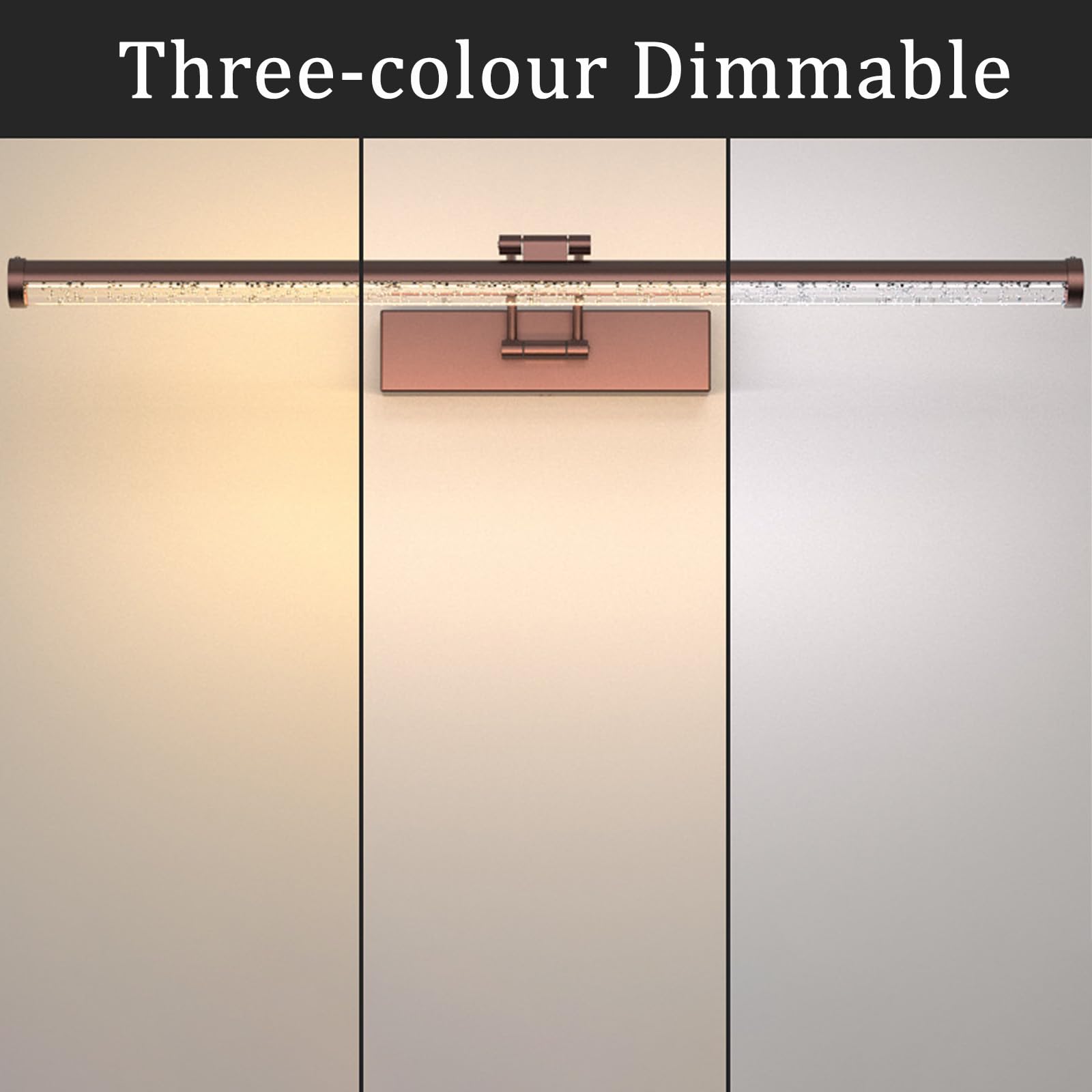 LED Spiegelleuchte Bad Wandleuchten 3 Farbtemperaturen Dimmbar Wasserdicht Wandlampen 180° Einstellbar Faltbar Wandbeleuchtung für Wohnzimmer Badezimmer Spiegelschrank (Schwarz,40cm)