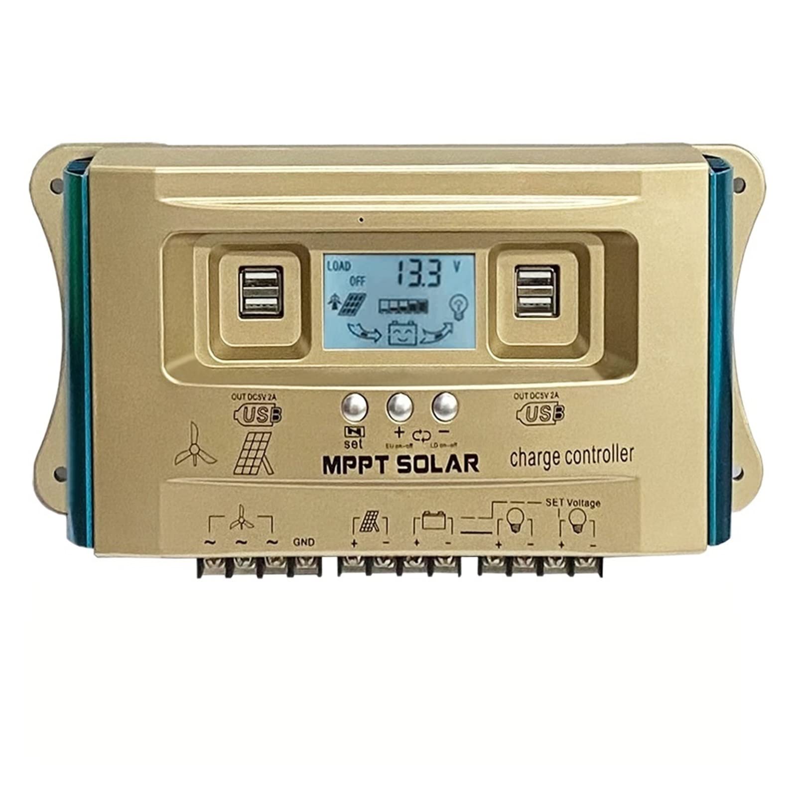Gqnblvhzupdm 1 Solar Controller, Internet Of Things App Wind And Solar Complementary Mppt Controller Lead Lithium 2V24v36v48v60v(12V/24V/36V/48V/60V 40A)